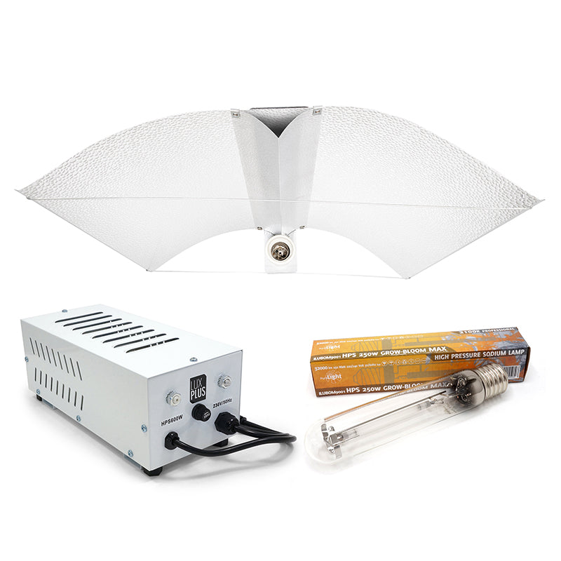 KIT BALASTRO 600W LUXPLUS CERRADO + REFLECTOR WATERMARK XL + BOMBILLA PURE LIGHT GROW BLOOM MAX 600W
