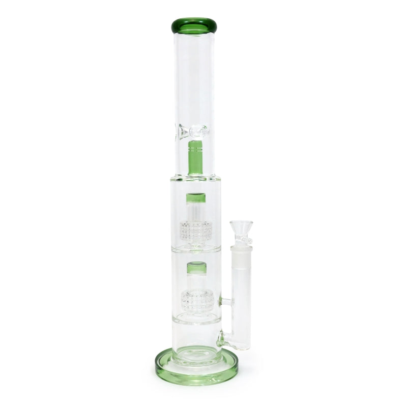 BONG DE CRISTAL 45CM CYLINDER ICE DRUM CON DOBLE PERCOLADOR