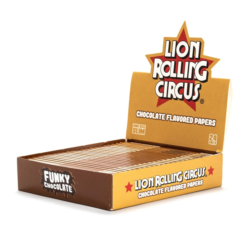LION ROLLING CIRCUS PAPEL SABORIZADO FUNKY CHOCOLATE KING SIZE (DISPLAY 24 LIBRITOS)