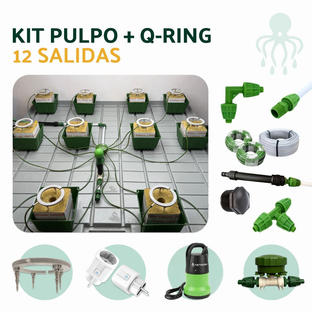 KIT DE RIEGO NETADRIP PULPO CON AROS Q-RING (12 a 60 plantas)